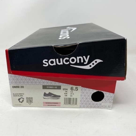 Saucony WOMEN'S OMNI 20 Black White Athletic Running Shoes - Picture 7 of 7